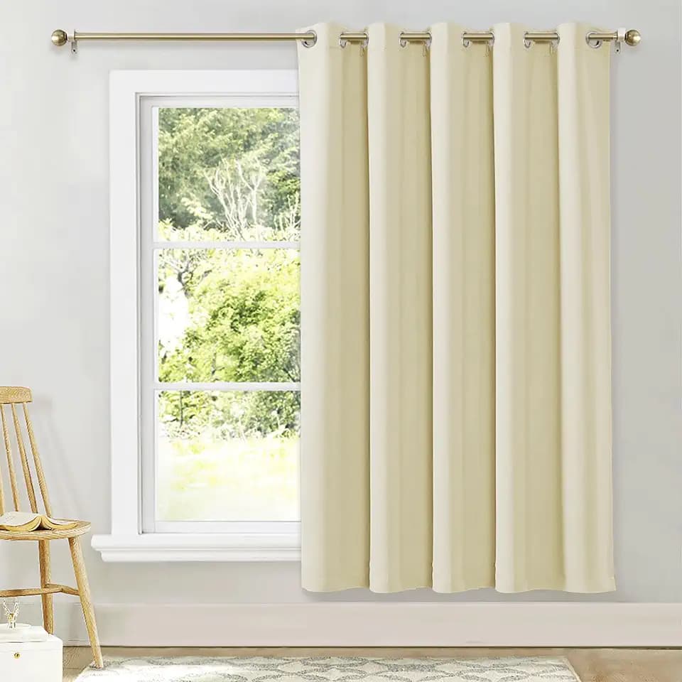 NICETOWN Blackout Wide Blinds for Sliding Door, Beige, W70 x L72, 1 Panel, Insulated Noise Reduction Drapes, Privacy Vertical Curtain for Living Room&Bedroom
