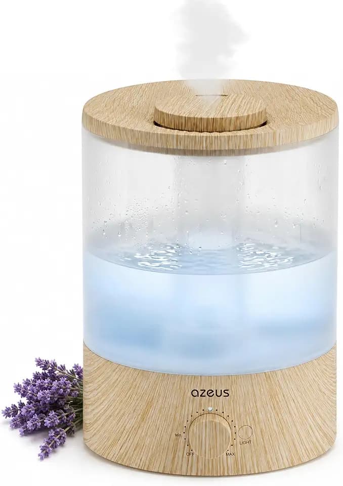 AZEUS 3.5L Cool Mist Humidifier with 7-Color Night Light, Woodgrain