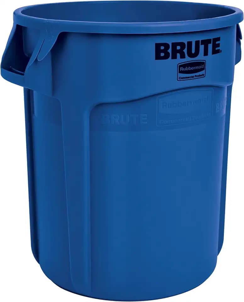 Rubbermaid Commercial Products BRUTE Heavy-Duty Round Trash/Garbage Can with Venting Channels, 10-Gallon, Blue, Waste Container for Landscapers/Construction/Restaurants/Offices/Driveway, Pack of 1