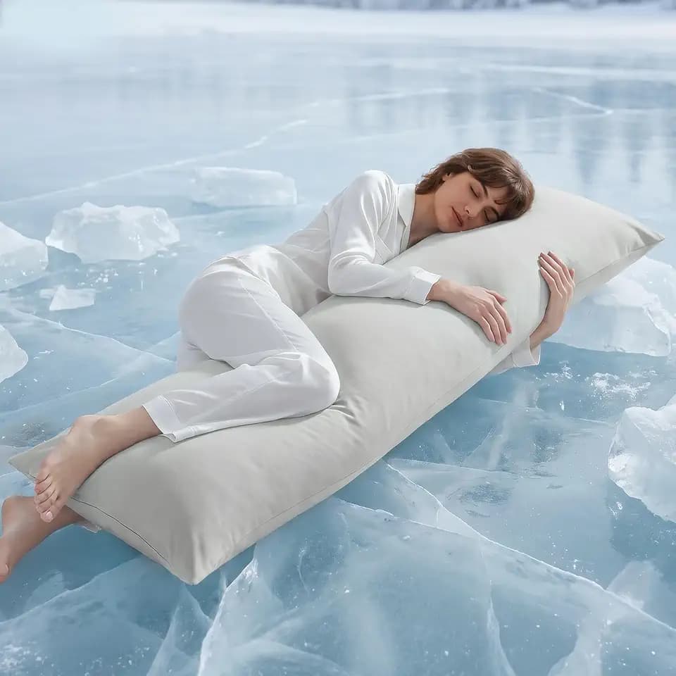 Madison Park Cooling Body Pillow for Side Sleeper Adult, 20x 54 Light Grey