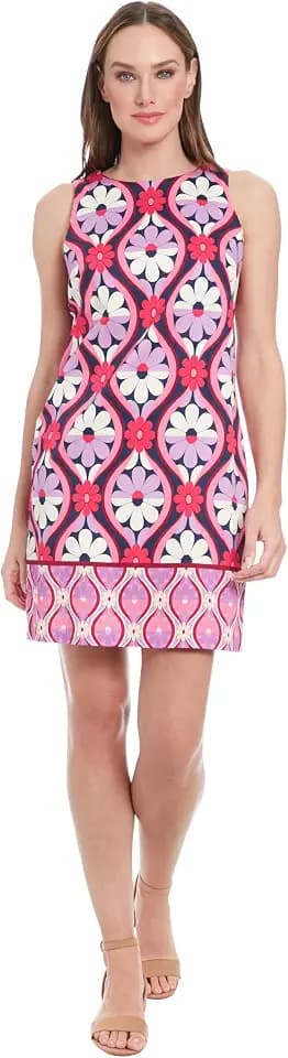 Women's Women's Sleeveless Sheath Dress - High Neckline Straight Silhouette - Versatile Cocktail Dresses