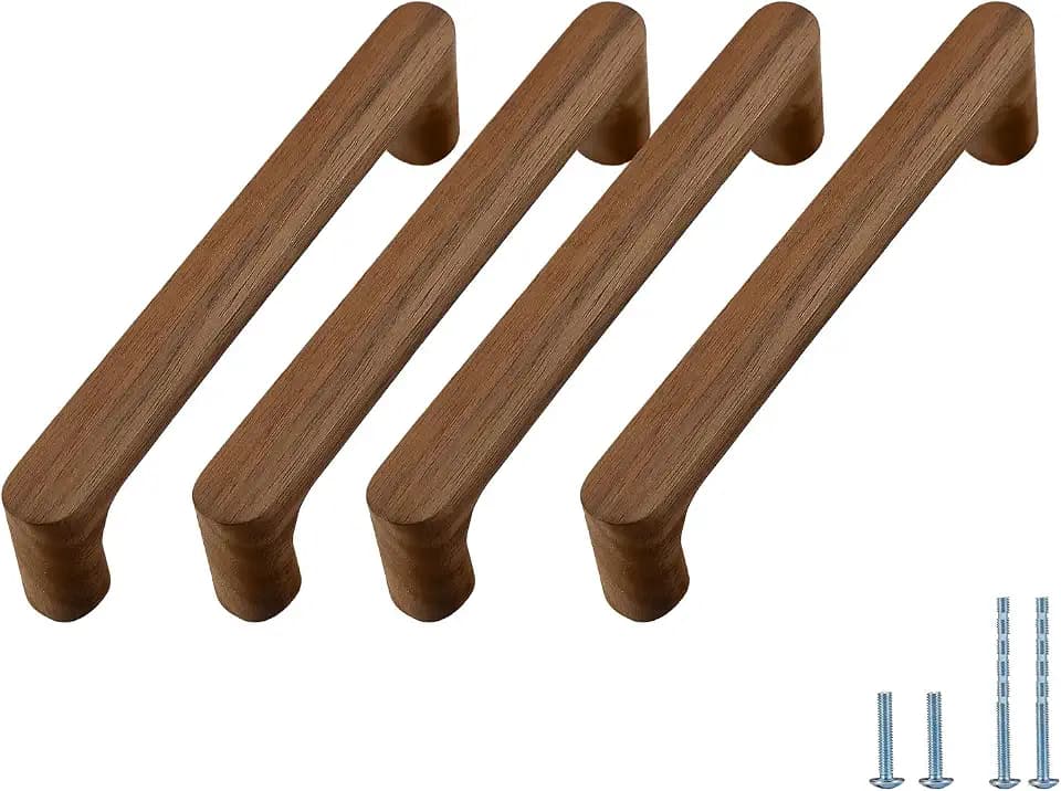 5 in walnaut 6 pcs Round Wooden Drawer Pulls cabinets Handle Kitchen Door