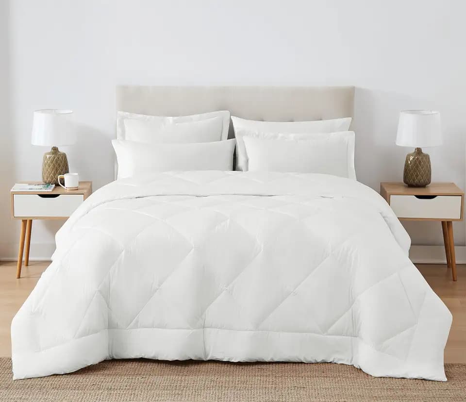 CANNON Solid Oversized Percale White King 3 Piece Comforter Set