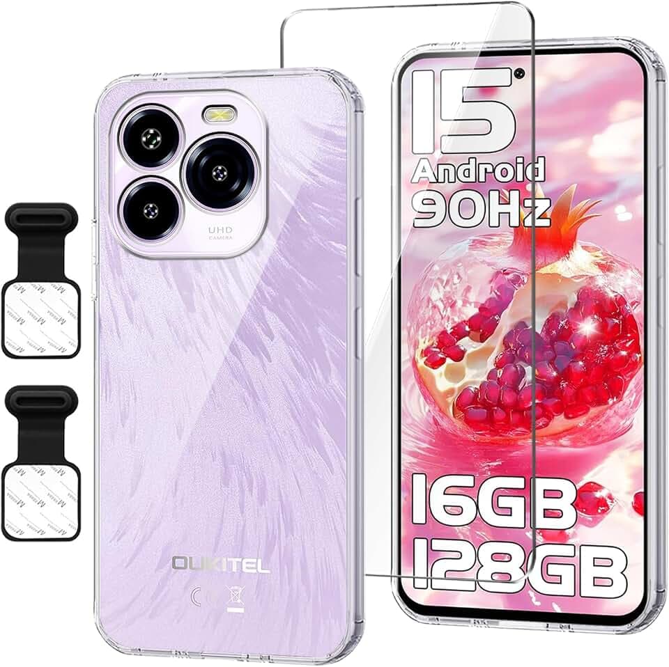 Handyhülle für Oukitel C65/C65 Pro Hülle Durchsichtig mit 1 Gehärtetem Glas und 2 Staubstecker, Weich Transparent Schutzhülle, Starker Schutz Silikon Case TPU Cover (6.7")