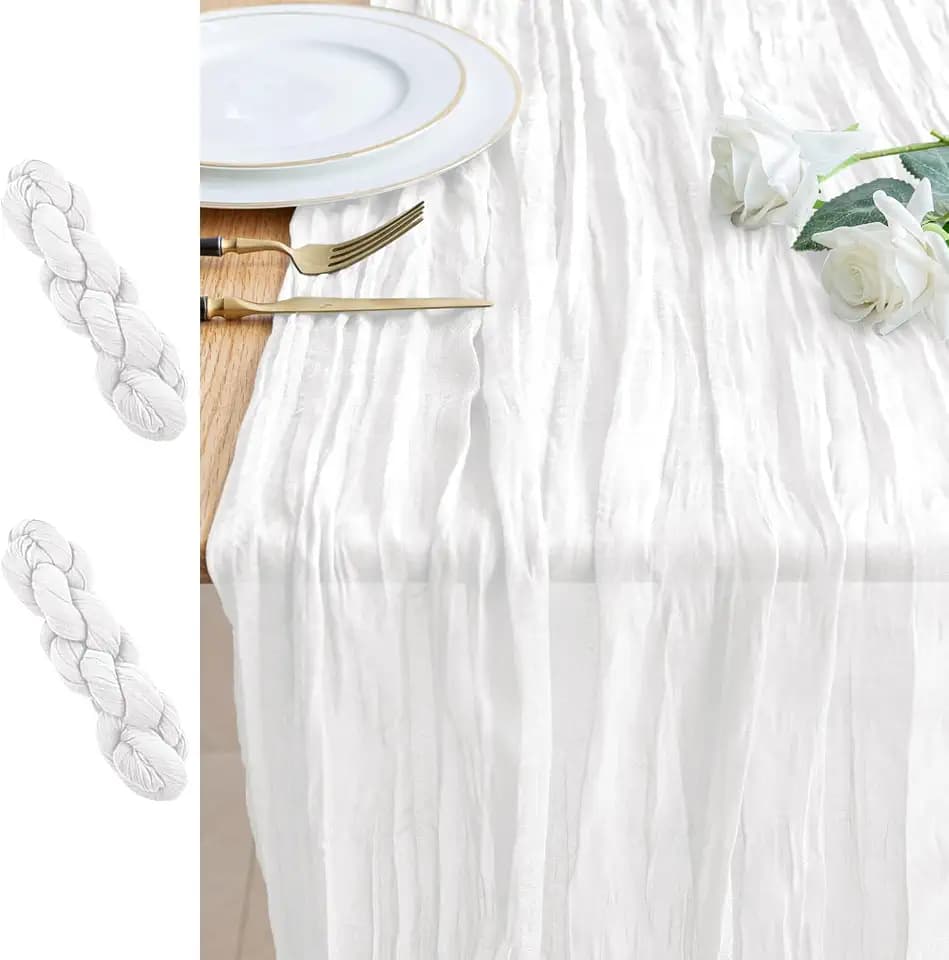 Cheesecloth Table Runner 10FT 2Pcs Ivory Boho Gauze Rustic Sheer Runners