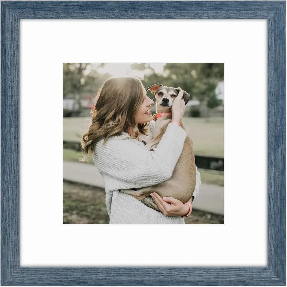 Golden State Art 12x12 Picture Frame with Mat for 8x8 Picture, Blue, 1 Pack