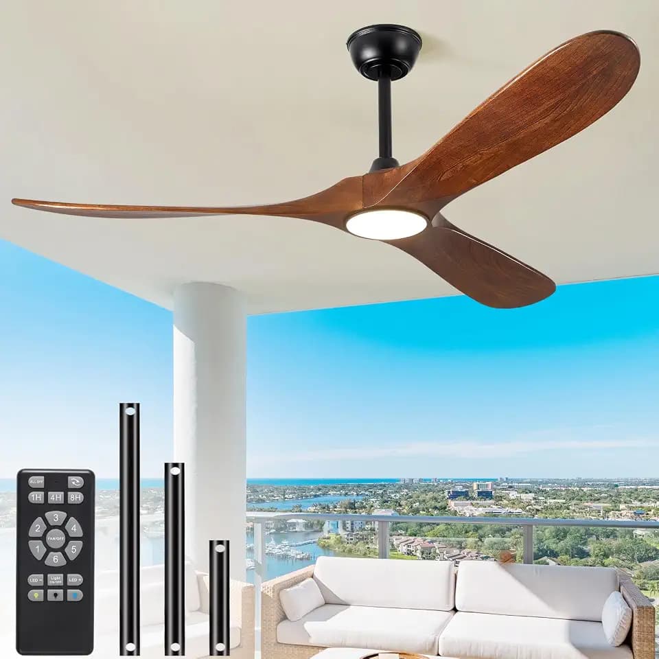 60 Inch Wood Outdoor Ceiling Fans with Lights and Remote