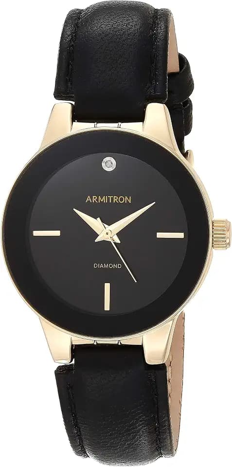 Armitron Women's Genuine Diamond Dial Leather Strap Watch, 75/5410