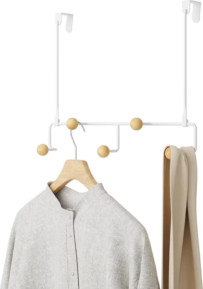 Umbra Estique Over the Door Organizer, 5-Hook Steel, Small, White/Natural