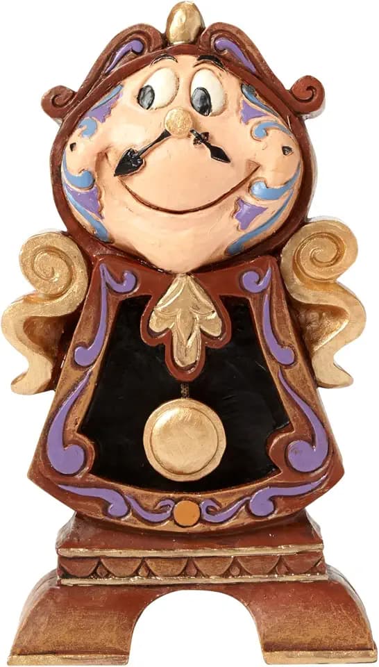 Enesco Disney Traditions Collection by Jim Shore Beauty and The Beast Cogsworth The Clock Miniature Figurine - Resin Hand Crafted Painted Collectible Disney Mini Figurines Home Decor Statue, 4.2 Inch