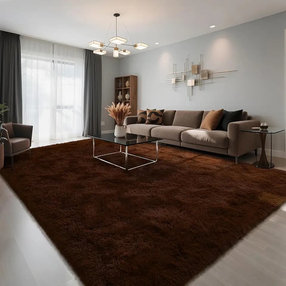 HOMORE Living Room Rug 6x9 Area Rug, Brown Rugs for Living Room Bedroom, Large Fluffy Rugs Super Soft Carpet for Kids Room Classroom Dorm Home