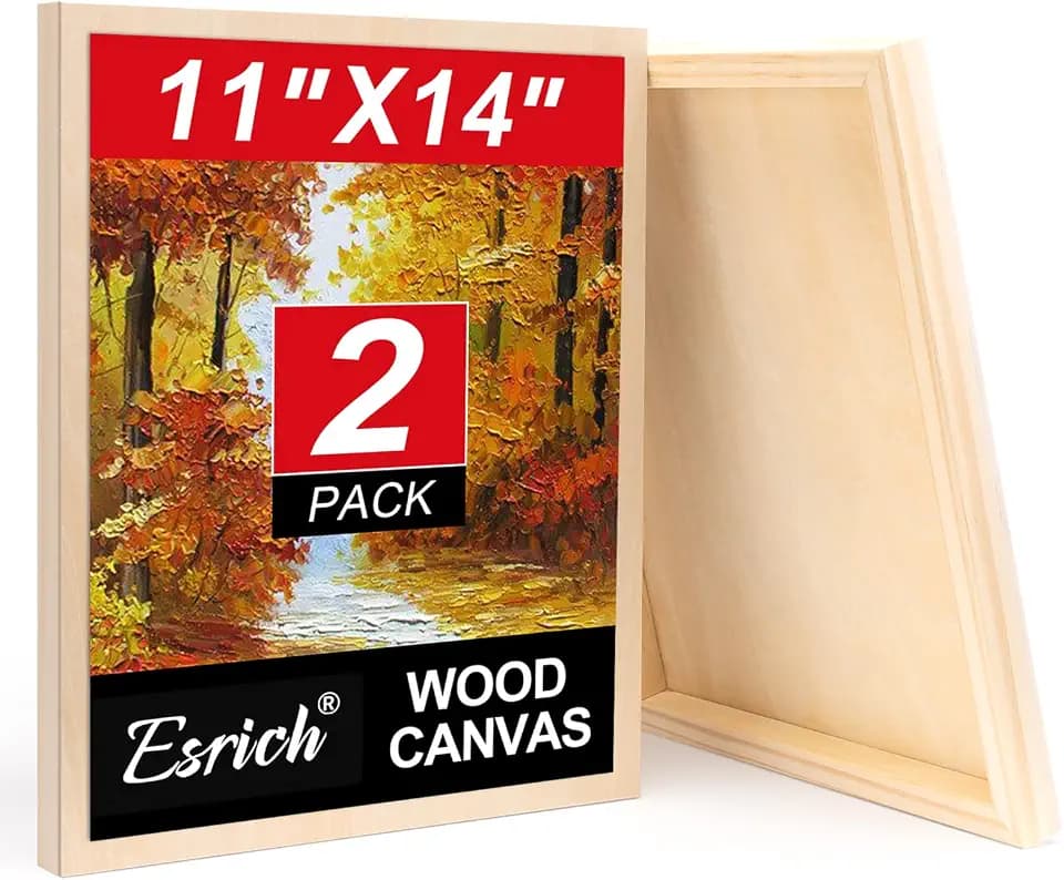ESRICH 11x14 Inch Wood Panels for Painting, 2 Pack Craft Wood Canvas Boards, Blank Unfinished Wooden Art Board for DIY Art Creations Such as Painting, Acrylic Pouring, Resin, Burning, Collage, etc.
