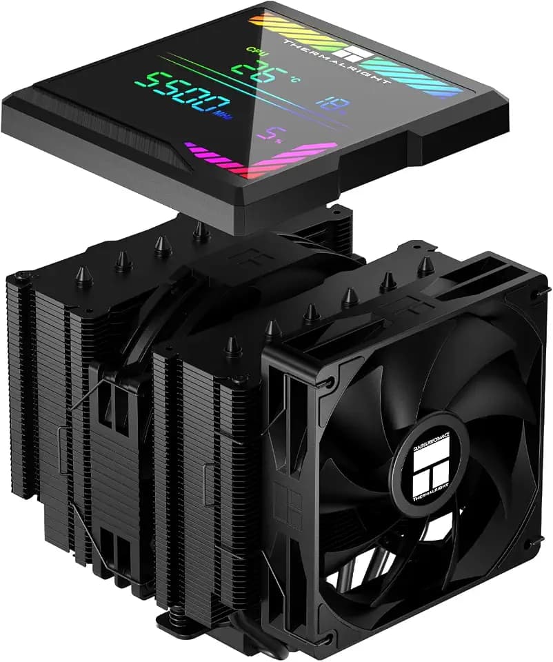 TR-Thermalright Peerless Assassin 140 Digital Black CPU-Kühler,Double Tower mit 6 Heatpipes, DualCPU Lüfter-1850U/min,Obere Abdeckung der Digitalanzeigeplatine-Magnetisch,für AM5,Intel LGA1851/1700