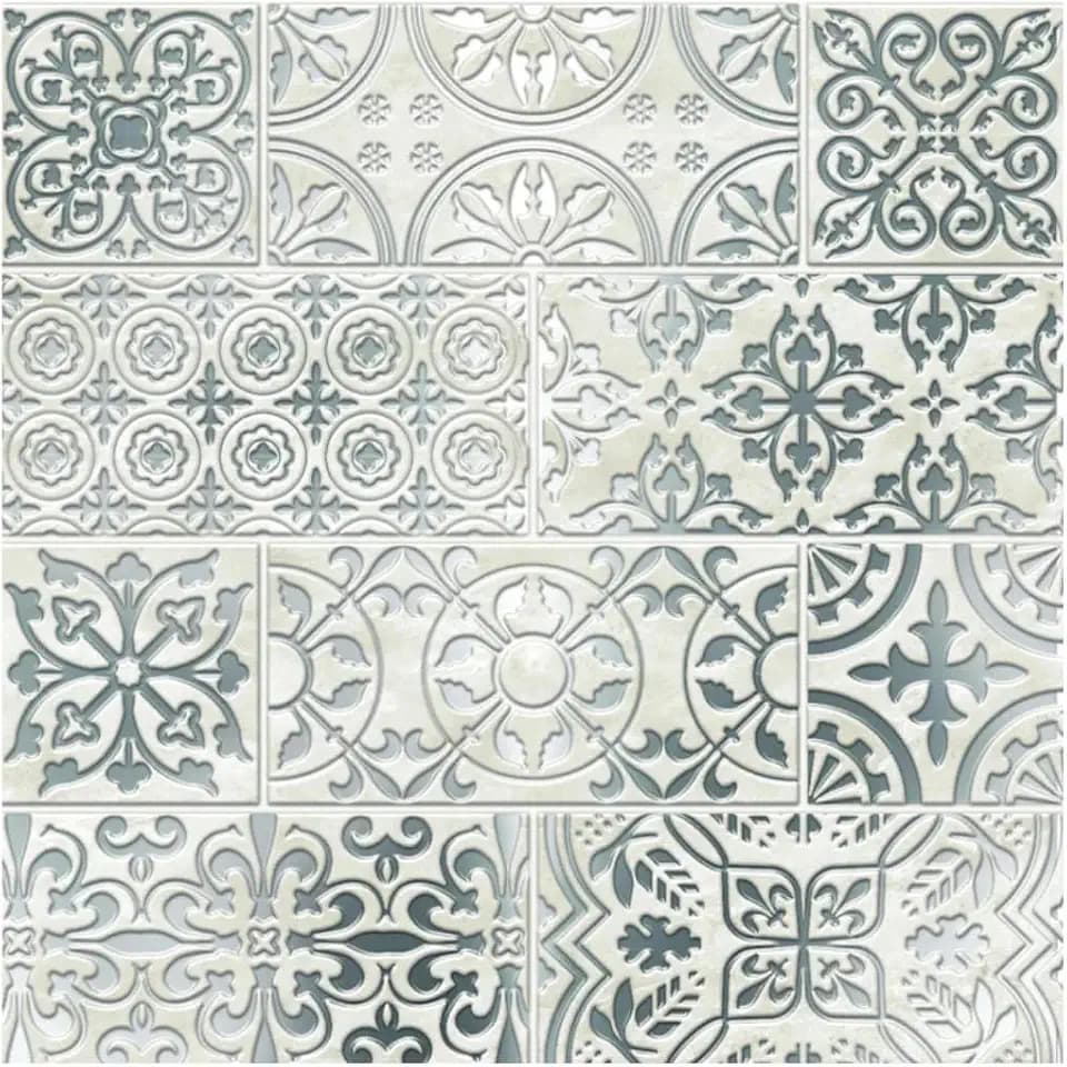 Main Street Peel and Stick Wallpaper Tiles, Silver Stone Mosaic, 24-Pack