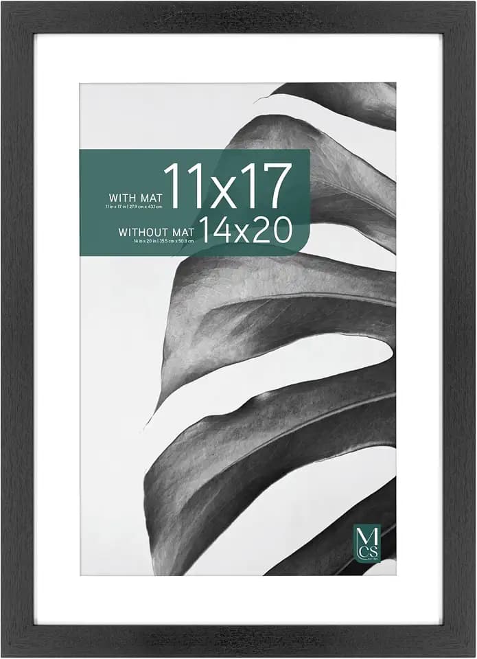 MCS Studio Gallery Poster Frame, 14x20 Matted to 11x17, Black Woodgrain