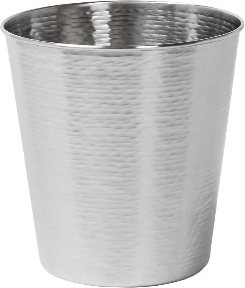 happimess Remi 2.1 Gal Textured Steel Wastebasket, Brushed Steel