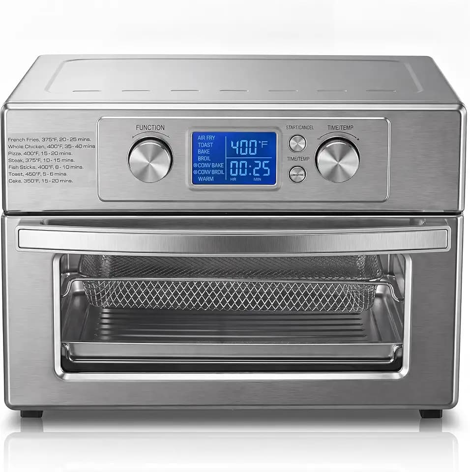 NEWBULIG 23QT Smart Touch Air Fryer Toaster Oven, Multi-Function Electrical Air Fryer Oven Combo, 7-in-1 Steel Countertop Ovens, 1800W Power, 120-Minute Timer, Convection, LCD Display