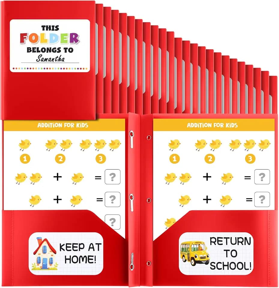 Affrolling 24 Pack Take Home Folders with Pockets for Students,Red