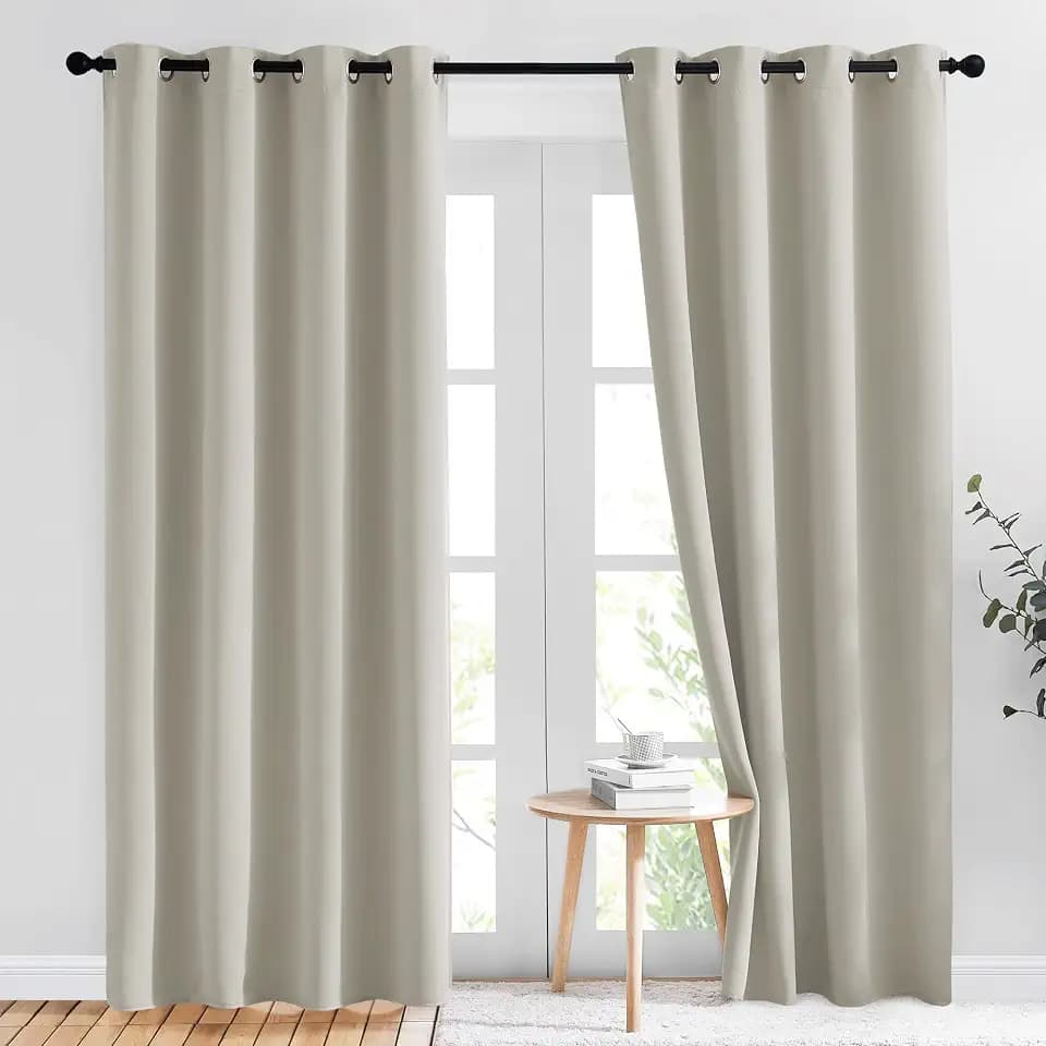 NICETOWN Natural Room Darkening Curtains for Living Room, 2 Panels, W52xL84