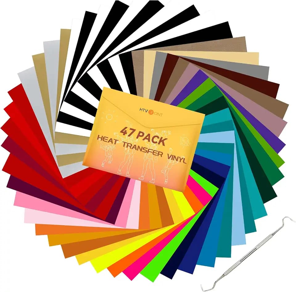HTVRONT HTV Heat Transfer Vinyl 47 Pack 12" x 10" Iron on Vinyl for T-Shirt