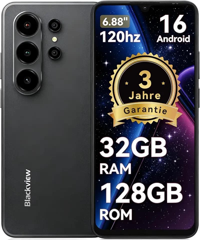 Blackview Wave 10 Smartphone Ohne Vertrag, Android 16 Handy,6,88" 120Hz, 32GB+128GB/2TB,32MP 13MP/5000mAh,4G Dual SIM Smartphones Günstig Neu,WiFi/GPS/3,5mm/FM/3 Jahre Garantie