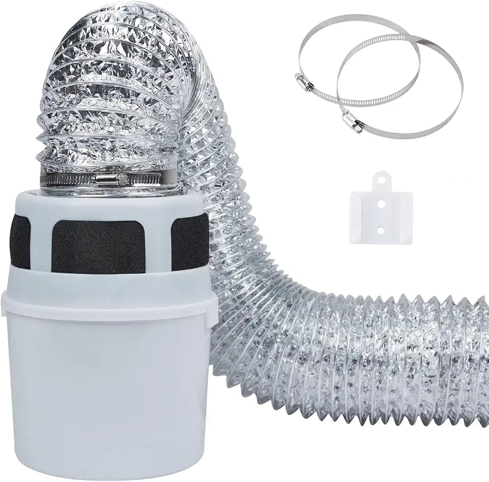 3 IN 1 Indoor Dryer Vent Kit Filter Bucket for Electric Dryer with 4-Inch by 8-Feet Proflex Duct (Silver)