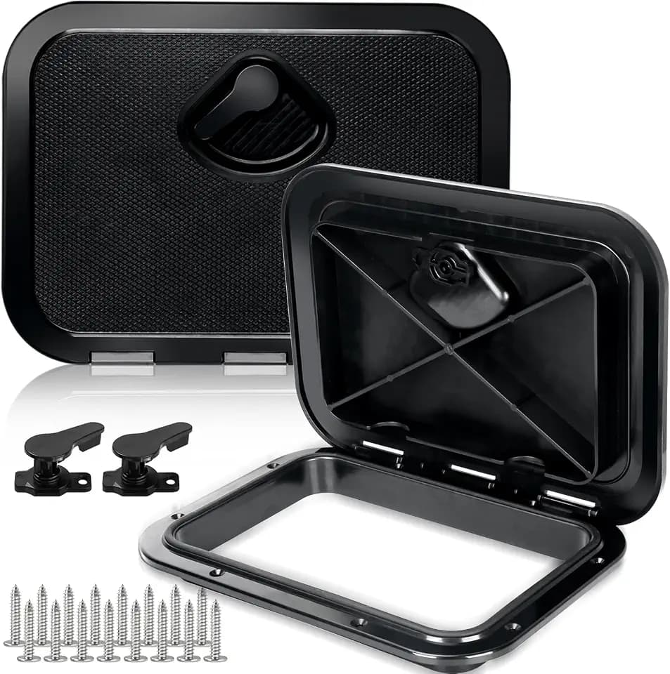 smartmarine 2X Marine Deck Access Hatch 14" Rectangle Boat Hatch & Lid,Boat Deck Hatch Lids (White & Black)