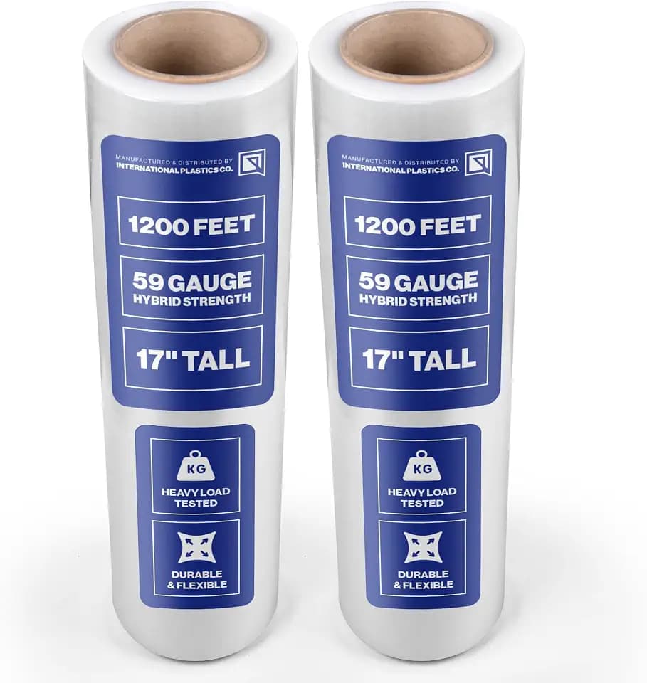 International Plastics Co. 2 Pack of 17'' Plastic Stretch Wrap for Moving