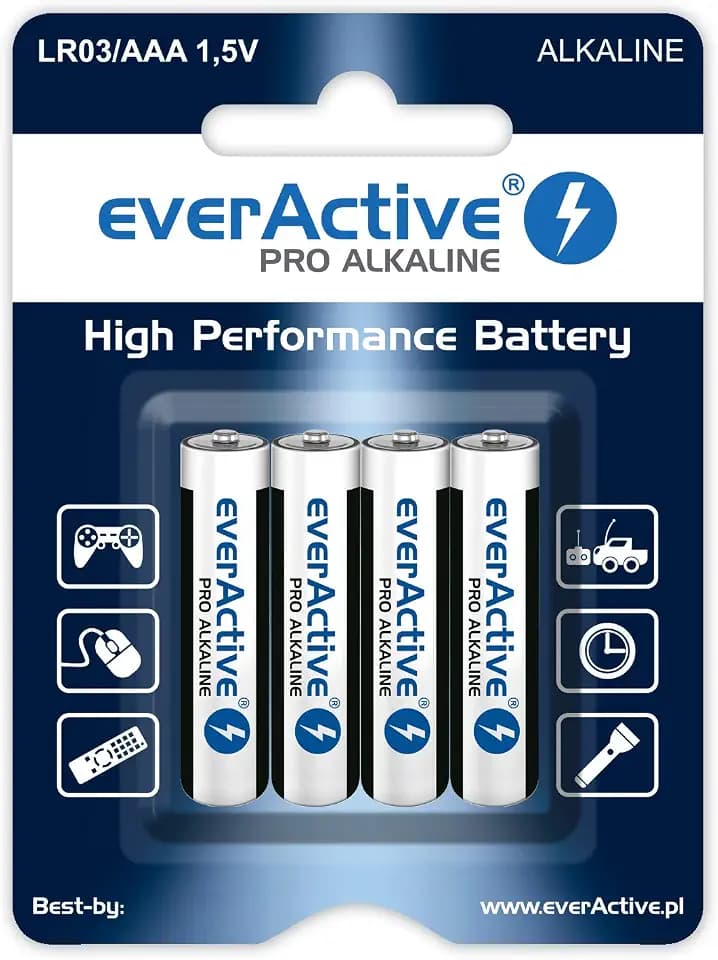 everActive AAA Batterien 4er Pack, Pro Alkaline, Micro LR03 R03 1.5V