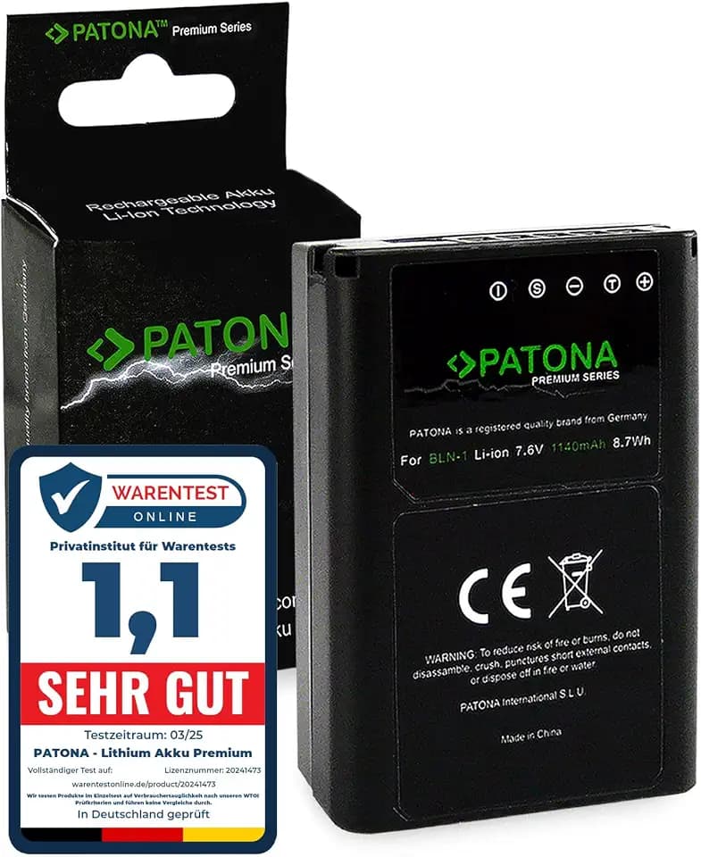 PATONA Premium Akku Ersatz für Olympus PS-BLN1 BLN-1 BLN1, 1140mAh 7.6V