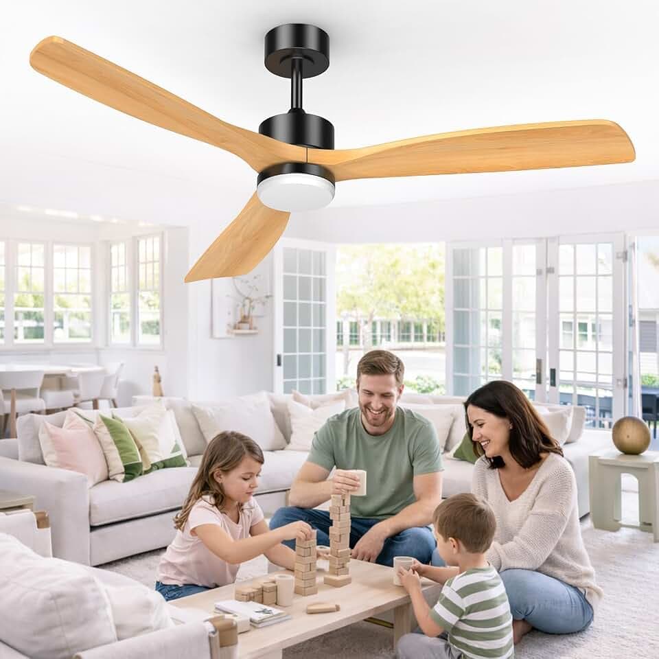 Airwit Deckenventilator mit Beleuchtung 152cm, Massivholzflügel, Outdoor