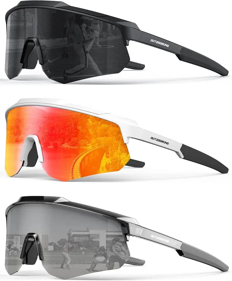 Polarized Sports Sunglasses for Men Women, UV400 One-Piece Lens Sport Shades for Baseball, Running, Cycling, Fishing