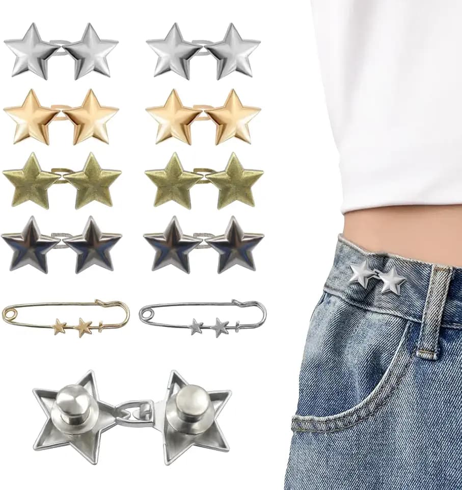 ROPAKED 10 Set Pant Waist Tightener Star Jean Waist Cincher Clip Reusable