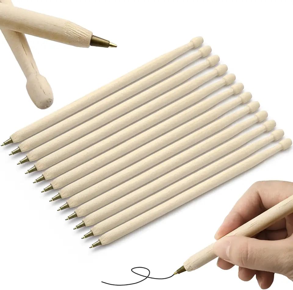 Sayglossy 12 Pcs Drumstick Pens Wooden Music Drummer Gifts