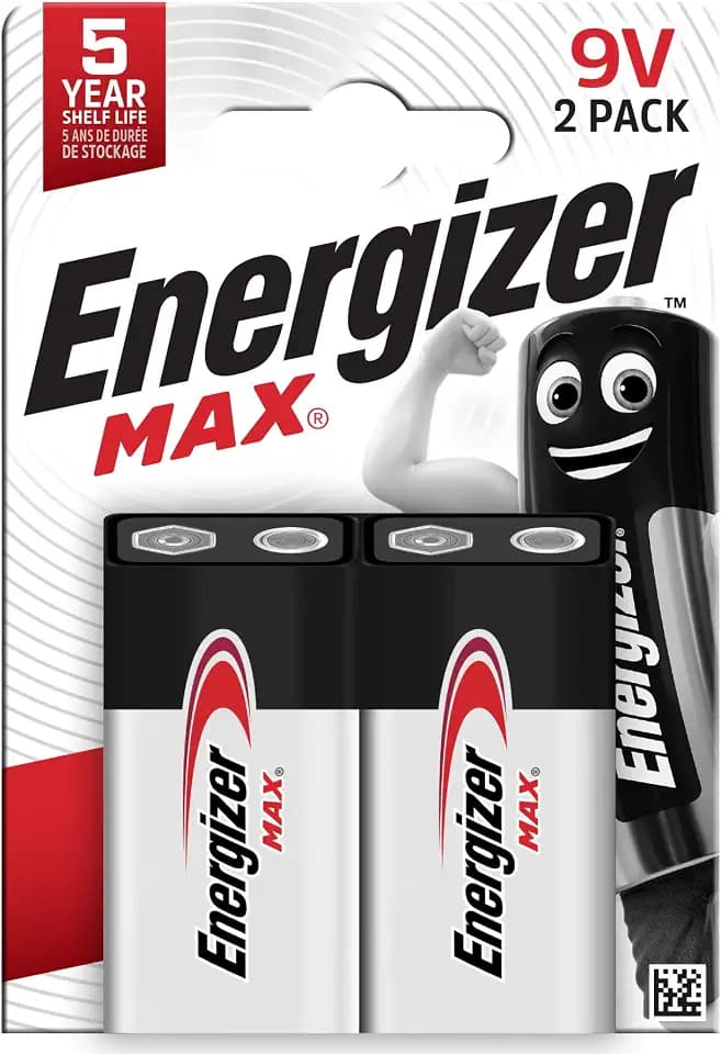 Energizer Max - 9V Blockbatterie (2 Stück) - Neun Volt Alkali-Batterien