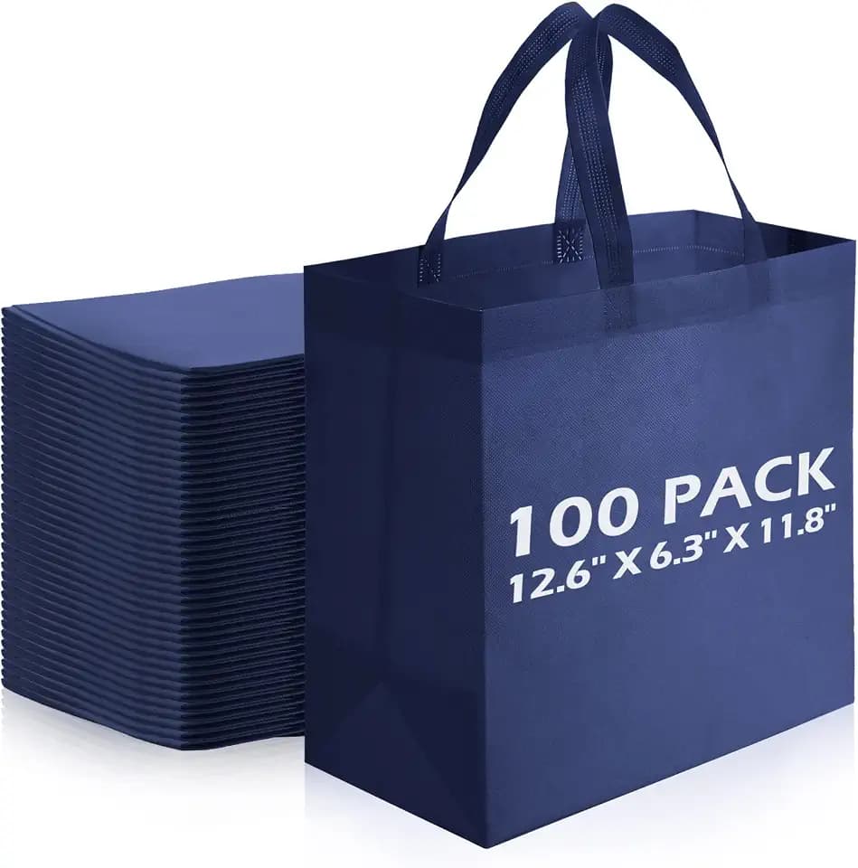 Reginary 100 PCS Non Woven Tote Bags Bulk,Navy Blue