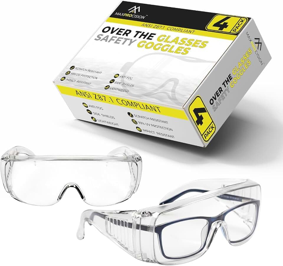 Safety Glasses Over Eyeglasses, Z87 Safety Goggles Over Glasses