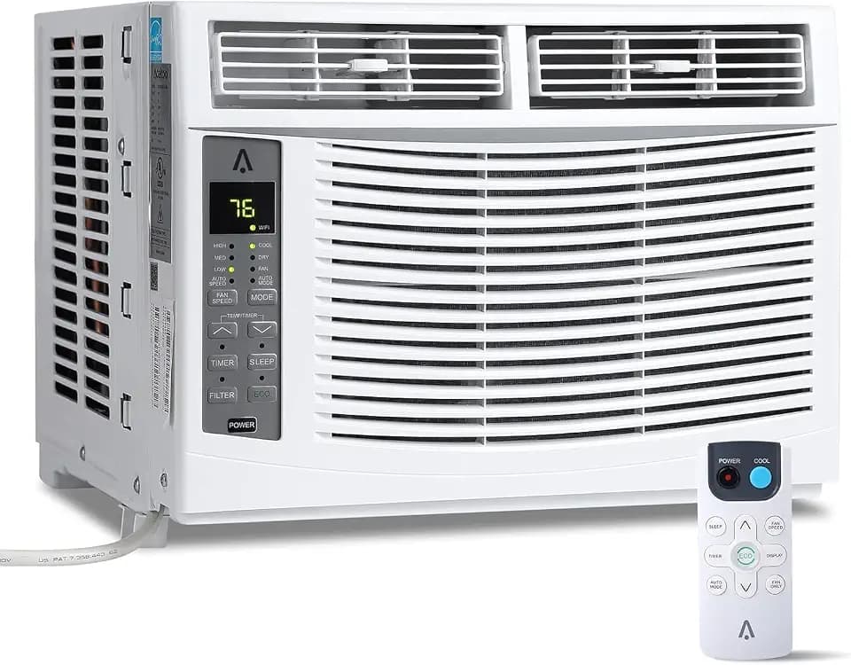 Window Air Conditioner 6,000 BTU, Smart Window AC Unit Cools Up to 250 Sq.Ft. with Remote & App Control & Timer, Quiet Cooling Air Conditioner for Small Bedroom, Living Room