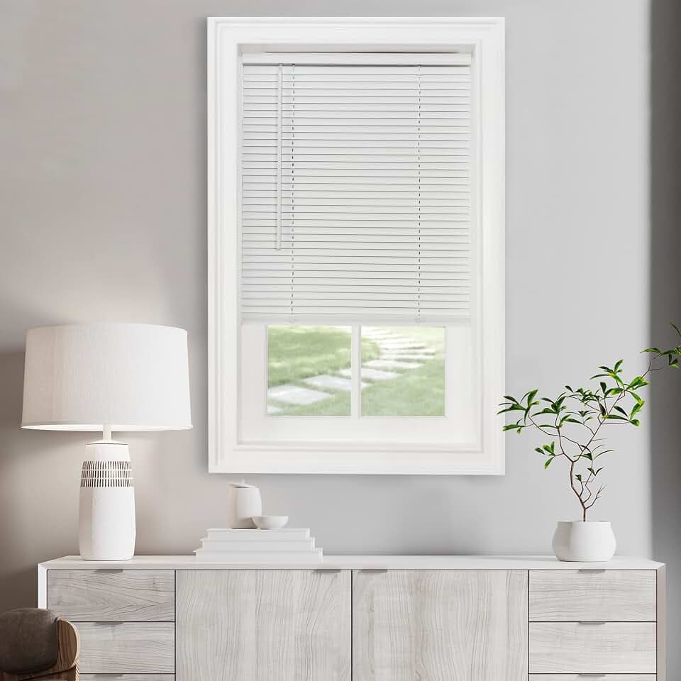 Cordless Light Filtering Mini Blind, 33 x 72 in, Pearl White