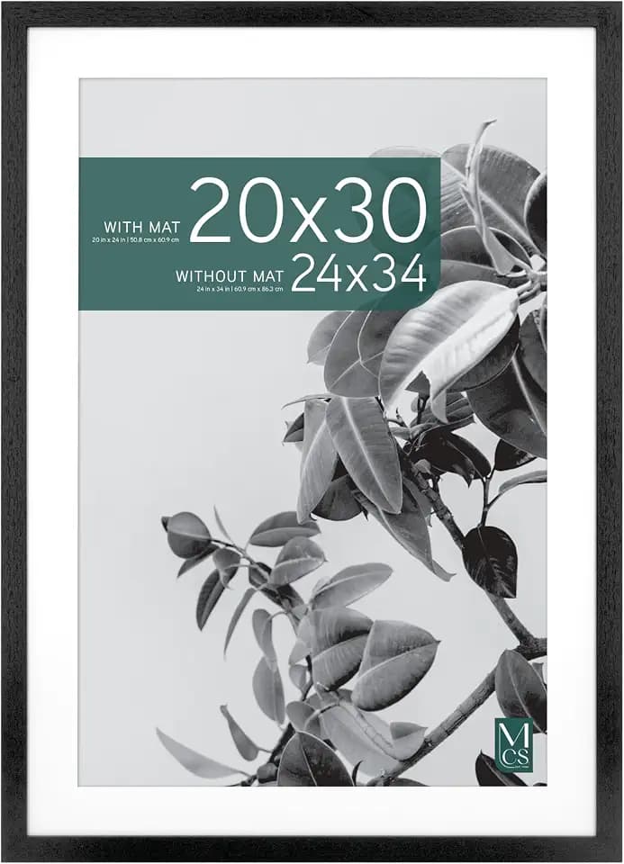 MCS Studio Gallery Poster Frame, 24x34 Matted to 20x30, Black Woodgrain
