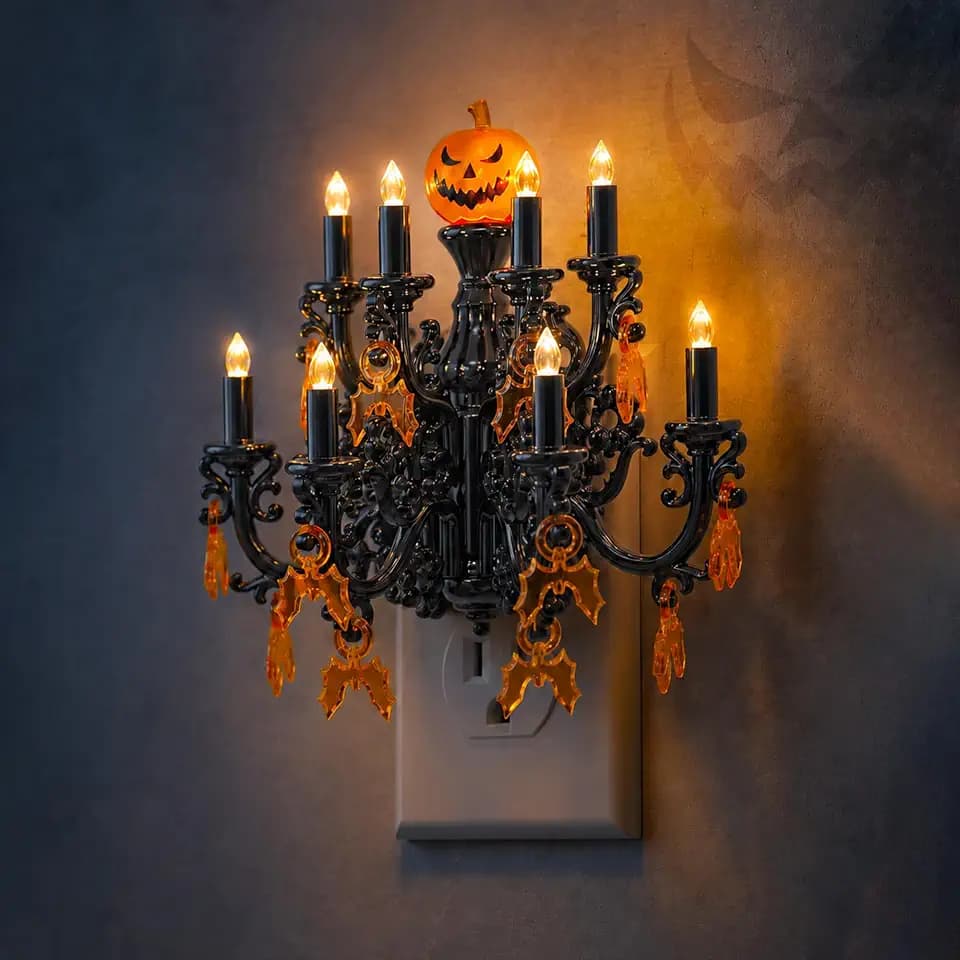 L LOHAS LED Halloween Night Light,Crystal Chandelier Candle Nightlight