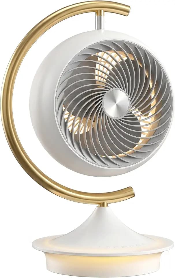 Desk Fans for Bedroom with Light, 16 Inch Table Air Circulator Fans, Oscillating Fan for Whole Room, 70° Vertical and 100° Oscillating, 3 Speeds, 28dB Quiet, for Home,Office,Outdoor