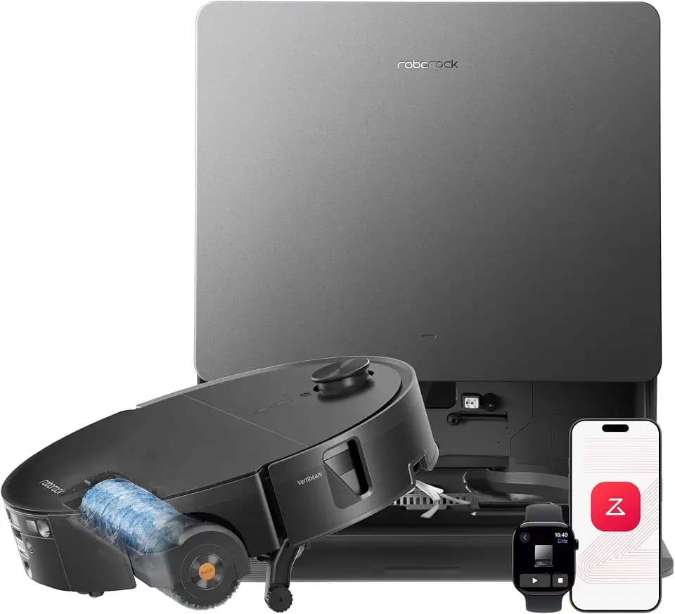 roborock 2026 New Saros 20 Flow Robot Vacuum and Mop, SpiraFlow 2.0 Pressurized Self-Cleaning Roller Mop, 36000 Pa, 3.46 in Double-Layer Threshold, 300+ Obstacle Avoidance, Zero-Tangle, 212°F Mop Wash