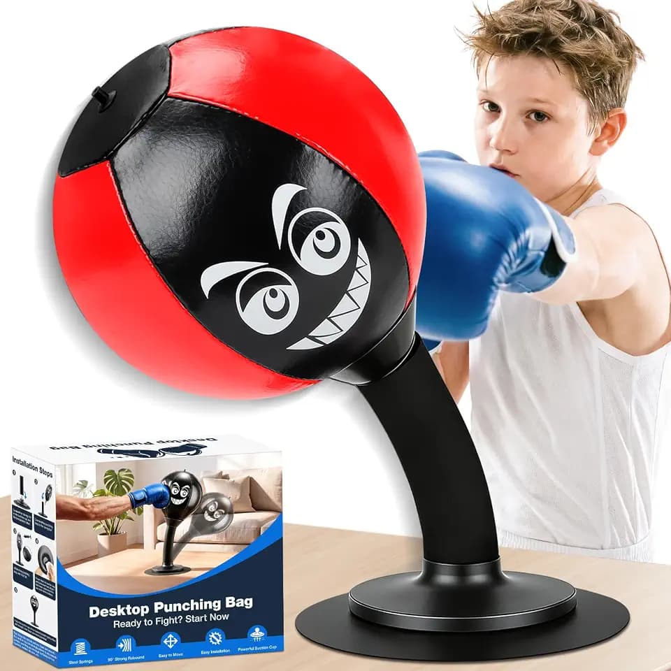 Desktop Punching Bag with Strong Suction Cup Base, Portable Stress Relief Punching Bag, Fun Tabletop Boxing Toy for Home, Office & Study, Novelty Gift for All Ages