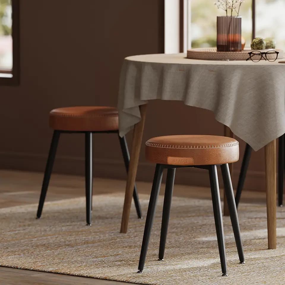 VASAGLE Dining Chairs Stools Set of 2, Upholstered, PU Leather