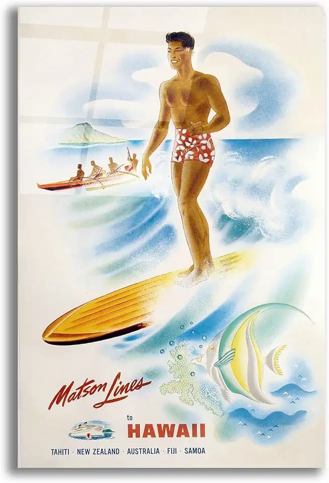 Epic Art 'Matson Lines Hawaii 1955' by Vintage Posters, Acrylic Glass Wall Art, 12"x16"