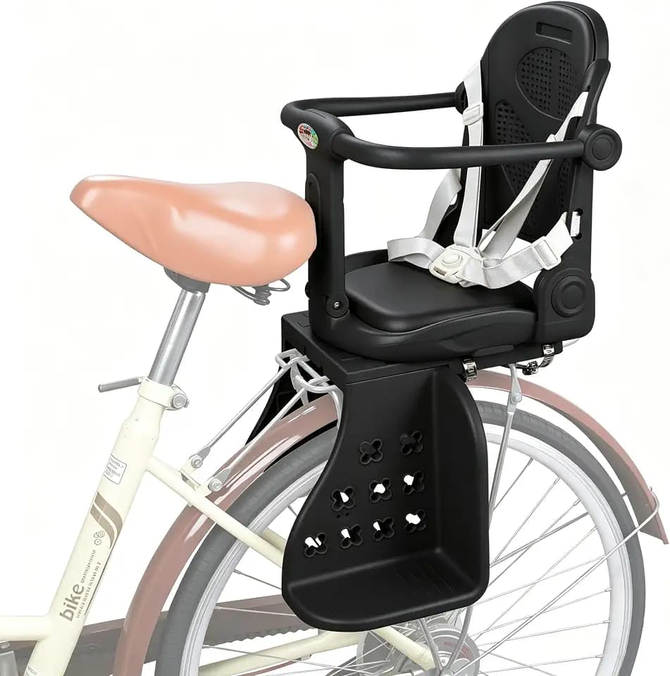 Rear Child Bike Seat, Back Mount Bicycle Seat with Backrest, Armrests, Foot Pedals Toddler Bike Seat for Adult Bikes for Baby Ages 6 Months to 6 Years (Black)