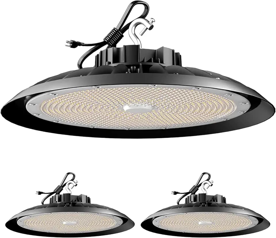 Lightdot 600W High Bay LED Light 90000lm Commercial Bay Lighting AC100-277V (Driver Equipped, 5Yrs Warranty) UFO LED High Bay Shop Light for Warehouse,Workshop, Garage & Barn,Plug & Play-2Pack