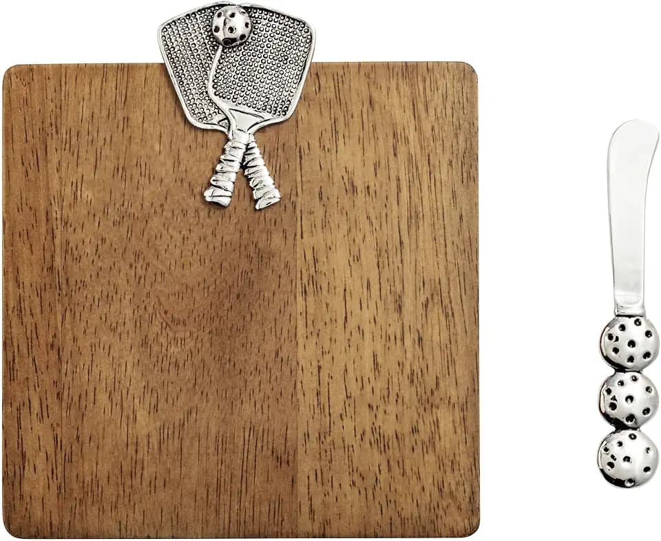 Mud Pie Brown Pickleball Wood Board Set
