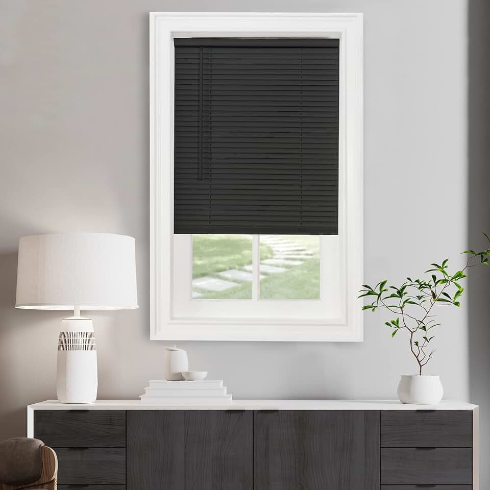 Cordless Light Filtering Mini Blind, 46 x 48 in, Black
